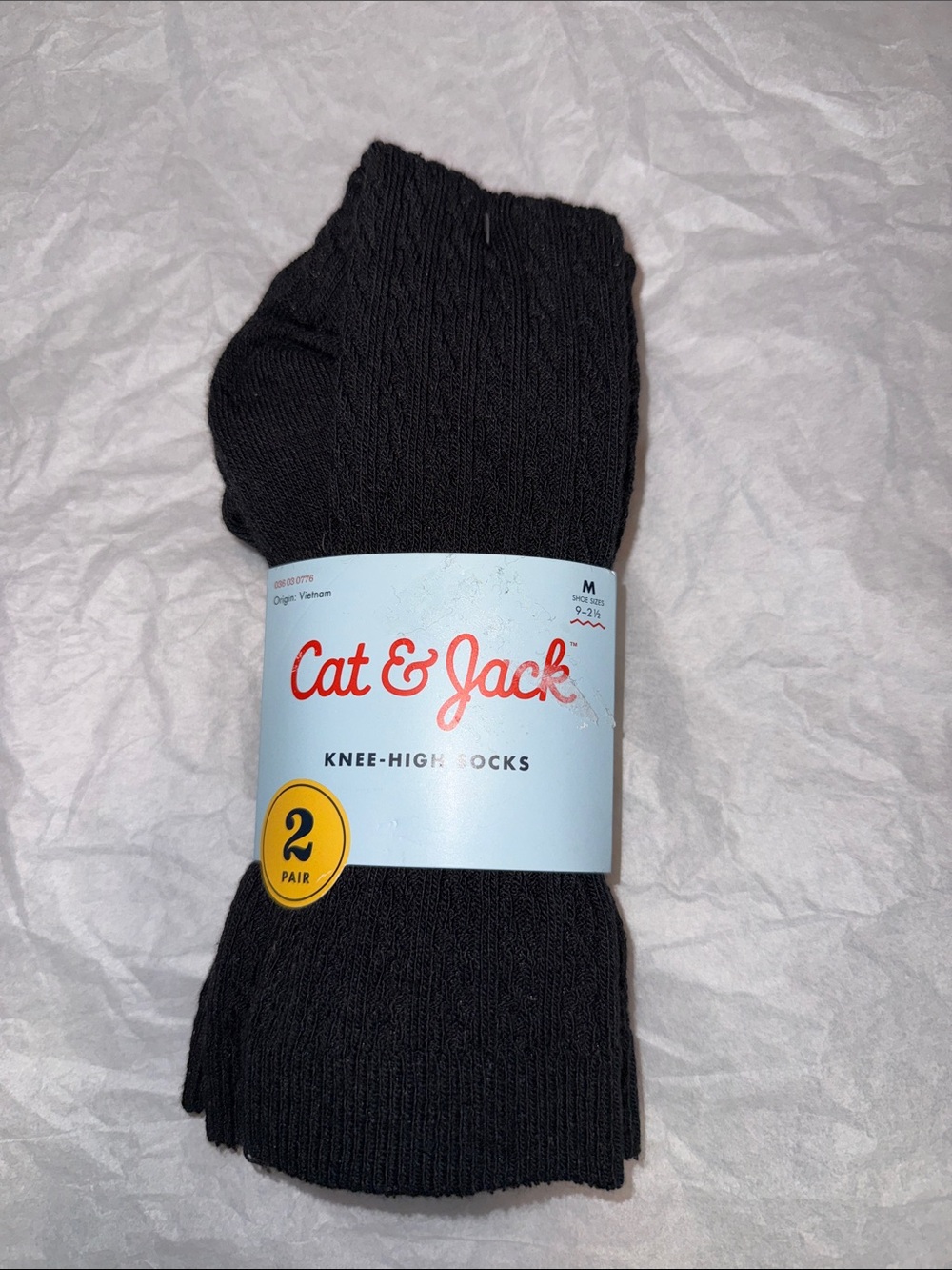 Cat & Jack Black Knee-High Socks - 2 Pair M